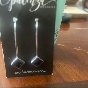 Silver and AmberGeometric Dangle Earrings